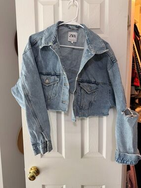 ZARA Light Wash Denim Jacket - Pale Blue
